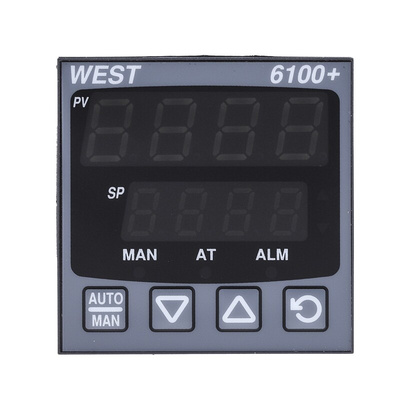 West Instruments P6100 PID Temperature Controller, 48 x 48 (1/16 DIN)mm, 1 Output Linear, 24 → 48 V ac/dc Supply