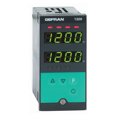 Gefran 1200 PID Temperature Controller, 96 x 48 (1/8 DIN)mm, 2 Output Relay, 100 V ac, 240 V ac Supply Voltage ON/OFF