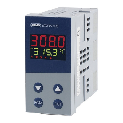 Jumo dTRON PID Temperature Controller, 96 x 48 (1/8 DIN)mm, 4 Output Logic, Relay, 110 → 240 V ac Supply Voltage