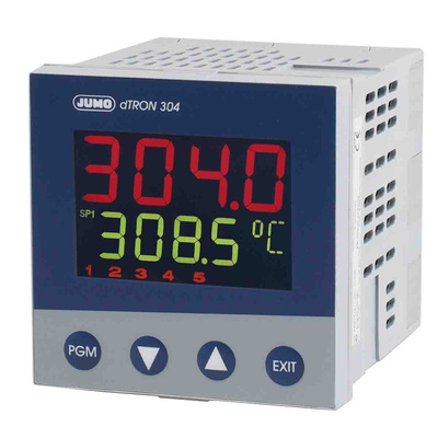 Jumo dTRON PID Temperature Controller, 96 x 96 (1/4 DIN)mm 1 (Analogue) Input, 4 Output Logic, Relay, 110 → 240