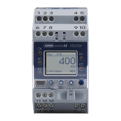 Jumo STB/STW Temperature Limiter, 84 x 45mm 2 (Analogue) Input, 2 Output 2 Change-Over Contacts, Relay, 20 → 30