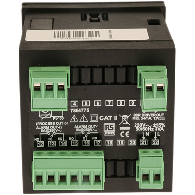 RS PRO Panel Mount PID Temperature Controller, 72 x 72mm, 3 Output SSR, 230 V ac Supply Voltage ON/OFF, PID Controller