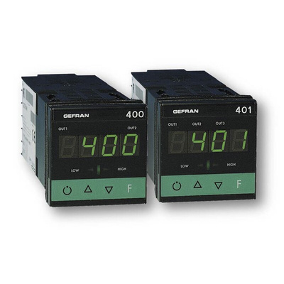Gefran 400 PID Temperature Controller, 48 x 48 (1/16 DIN)mm, 3 Output Relay, 11 → 27 V ac/dc Supply Voltage