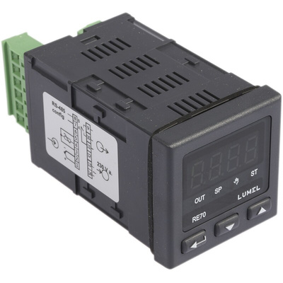 Lumel RE70 Panel Mount PID Temperature Controller, 48 x 48mm 1 Input, 1 Output Relay, 230 V ac Supply Voltage