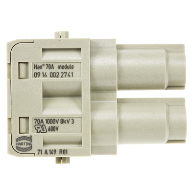 HARTING Heavy Duty Power Connector Module, 70A, Female, Han-Modular Series, 2 Contacts