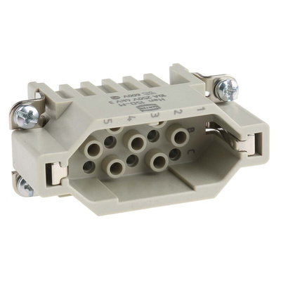 HARTING Heavy Duty Power Connector Insert, 10A, Male, Han D Series, 15 Contacts