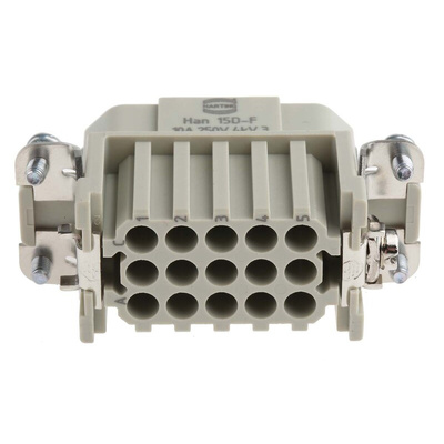 HARTING Heavy Duty Power Connector Insert, 10A, Female, Han D Series, 15 Contacts