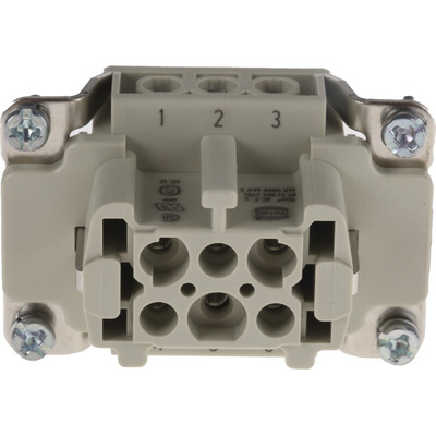 HARTING Heavy Duty Power Connector Insert, 16A, Female, Han E Series, 6 Contacts