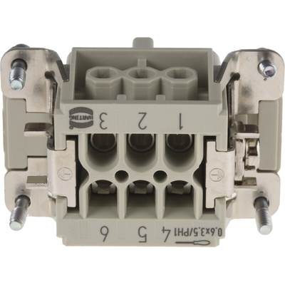 HARTING Heavy Duty Power Connector Insert, 16A, Female, Han E Series, 6 Contacts