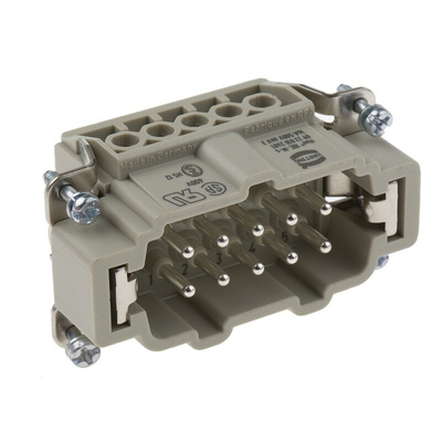 HARTING Heavy Duty Power Connector Insert, 16A, Male, Han E Series, 10 Contacts