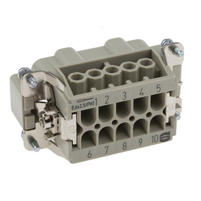 HARTING Heavy Duty Power Connector Insert, 16A, Male, Han E Series, 10 Contacts