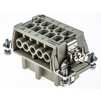 HARTING Heavy Duty Power Connector Insert, 16A, Female, Han E Series, 10 Contacts