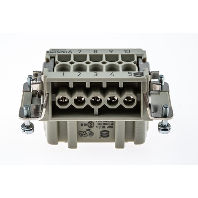 HARTING Heavy Duty Power Connector Insert, 16A, Female, Han E Series, 10 Contacts