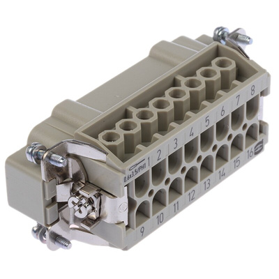 HARTING Heavy Duty Power Connector Insert, 16A, Male, Han E Series, 16 Contacts