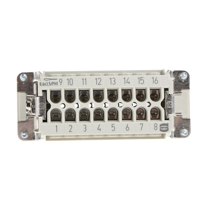 HARTING Heavy Duty Power Connector Insert, 16A, Female, Han E Series, 16 Contacts