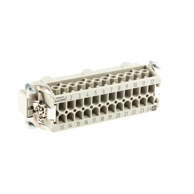 HARTING Heavy Duty Power Connector Insert, 16A, Male, Han E Series, 24 Contacts