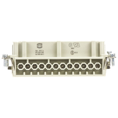 HARTING Heavy Duty Power Connector Insert, 16A, Female, Han E Series, 24 Contacts