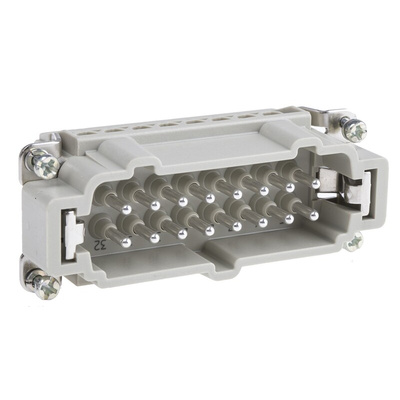 HARTING Heavy Duty Power Connector Insert, 16A, Male, Han E Series, 16 Contacts