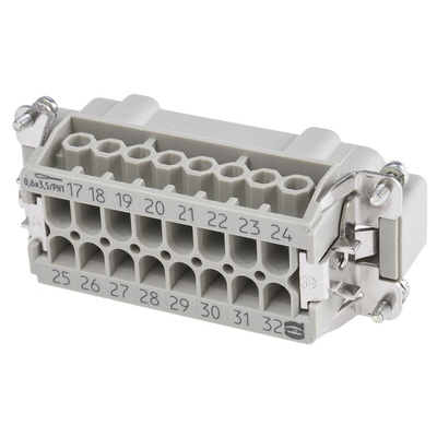 HARTING Heavy Duty Power Connector Insert, 16A, Male, Han E Series, 16 Contacts