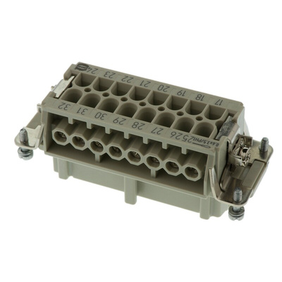 HARTING Heavy Duty Power Connector Insert, 16A, Female, Han E Series, 32 Contacts
