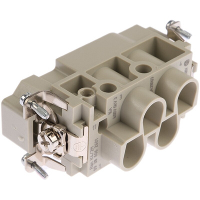 HARTING Heavy Duty Power Connector Insert, 16 A, 80 A, Male, Han K Series, 6 Contacts