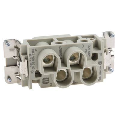 HARTING Heavy Duty Power Connector Insert, 80A, Female, Han K Series, 6 Contacts