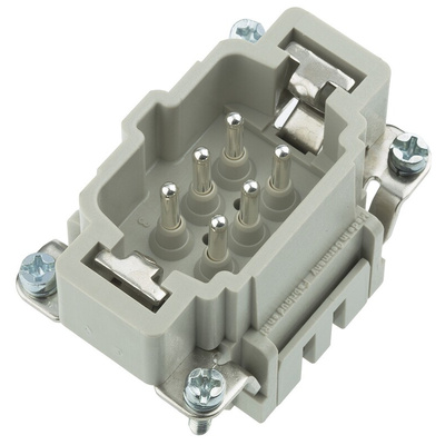 HARTING Heavy Duty Power Connector Insert, 16A, Male, Han ES Series, 6 + E Contacts