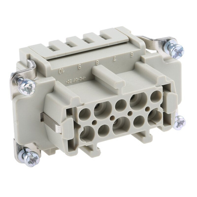 HARTING Heavy Duty Power Connector Insert, 16A, Female, Han ES Series, 10 Contacts