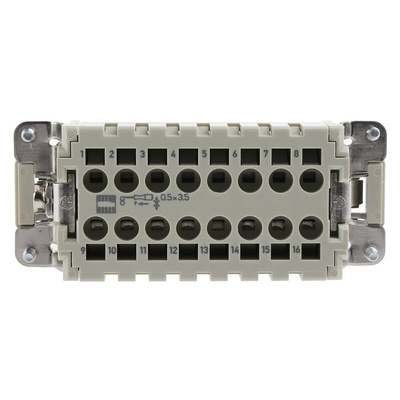 HARTING Heavy Duty Power Connector Insert, 16A, Male, Han ES Series, 16 Contacts