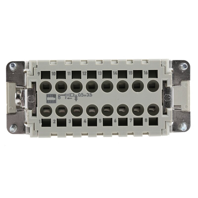 HARTING Heavy Duty Power Connector Insert, 16A, Female, Han ES Series, 16 Contacts