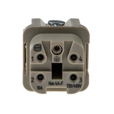 HARTING Heavy Duty Power Connector Insert, 10A, Female, Han A Series, 4 Contacts