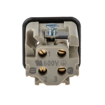 HARTING Heavy Duty Power Connector Insert, 10A, Male, Han A Series, 3 Contacts