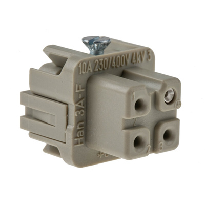 HARTING Heavy Duty Power Connector Insert, 10A, Female, Han A Series, 3 Contacts