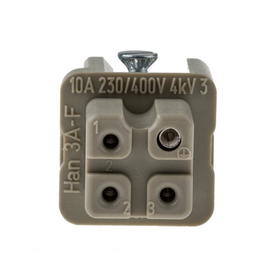 HARTING Heavy Duty Power Connector Insert, 10A, Female, Han A Series, 3 Contacts