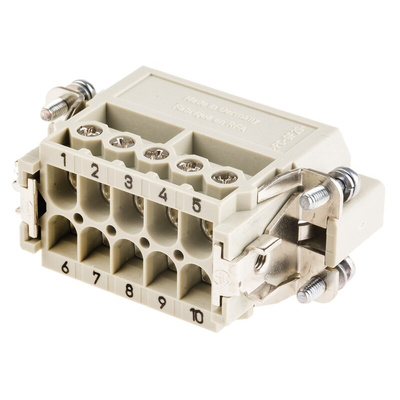 HARTING Heavy Duty Power Connector Insert, 16A, Male, Han A Series, 10 Contacts