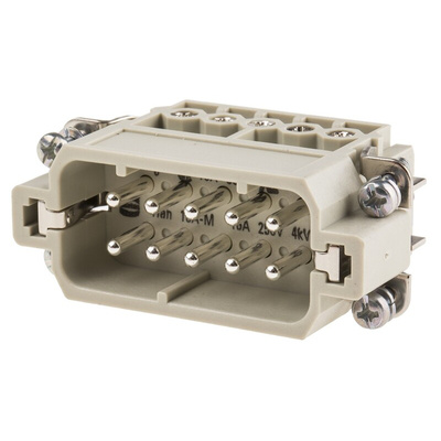 HARTING Heavy Duty Power Connector Insert, 16A, Male, Han A Series, 10 Contacts