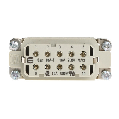 HARTING Heavy Duty Power Connector Insert, 16A, Female, Han A Series, 10 Contacts