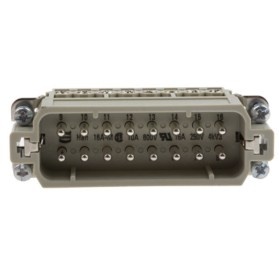HARTING Heavy Duty Power Connector Insert, 16A, Male, Han A Series, 16 Contacts