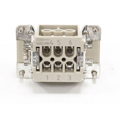 RS PRO Heavy Duty Power Connector Insert, 16A, Female, 6 Contacts