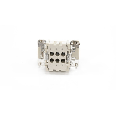 RS PRO Heavy Duty Power Connector Insert, 16A, Female, 6 Contacts