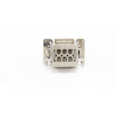 RS PRO Heavy Duty Power Connector Insert, 16A, Male, 6 Contacts
