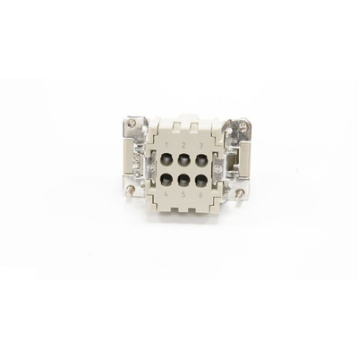 RS PRO Heavy Duty Power Connector Insert, 16A, Male, 6 Contacts