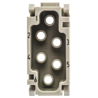 Han-Modular Series Male Module, 6 Way, Han E