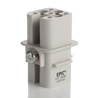 Epic Contact Heavy Duty Power Connector Insert, 10A, Female, H-D Series, 7 Contacts