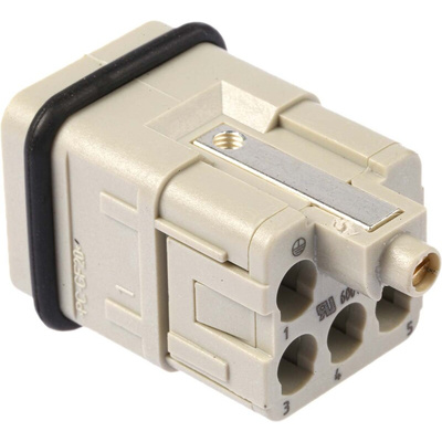 HARTING Heavy Duty Power Connector Insert, 16A, Male, Han Q Series, 6 Contacts