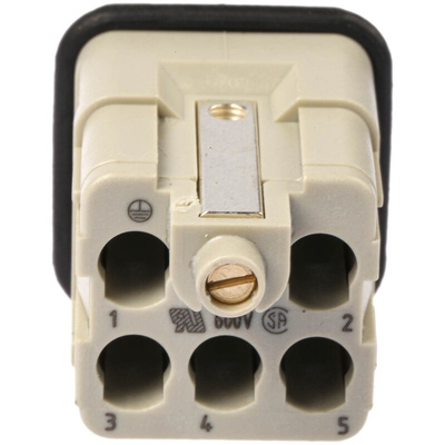 HARTING Heavy Duty Power Connector Insert, 16A, Male, Han Q Series, 6 Contacts