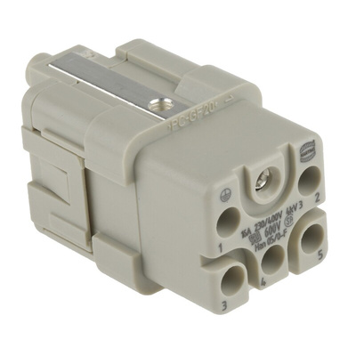 HARTING Heavy Duty Power Connector Insert, 16A, Female, Han Q Series, 6 Contacts