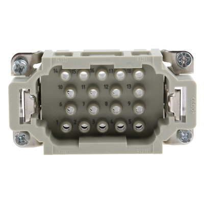 HARTING Heavy Duty Power Connector Insert, 16A, Male, Han EE Series, 18 Contacts