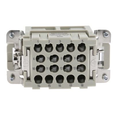 HARTING Heavy Duty Power Connector Insert, 16A, Male, Han EE Series, 18 Contacts