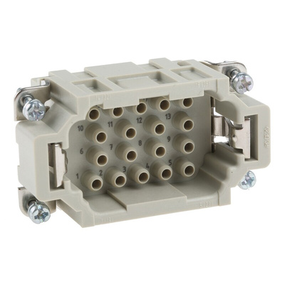 HARTING Heavy Duty Power Connector Insert, 16A, Male, Han EE Series, 18 Contacts